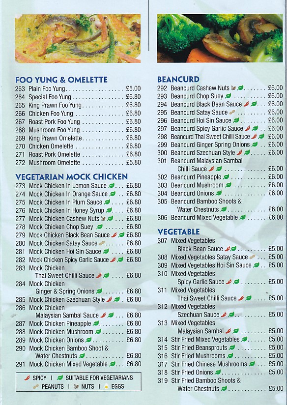 Menu of Bridgend Oriental