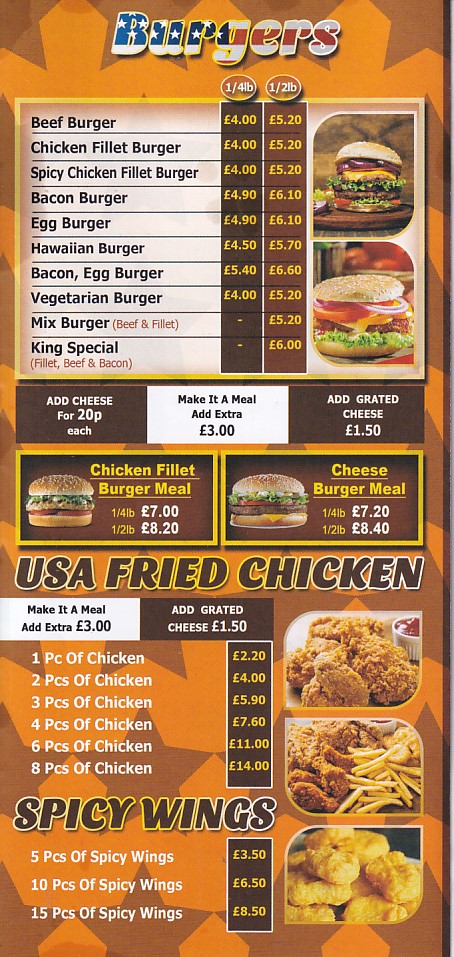 Menu of USA Bridgend