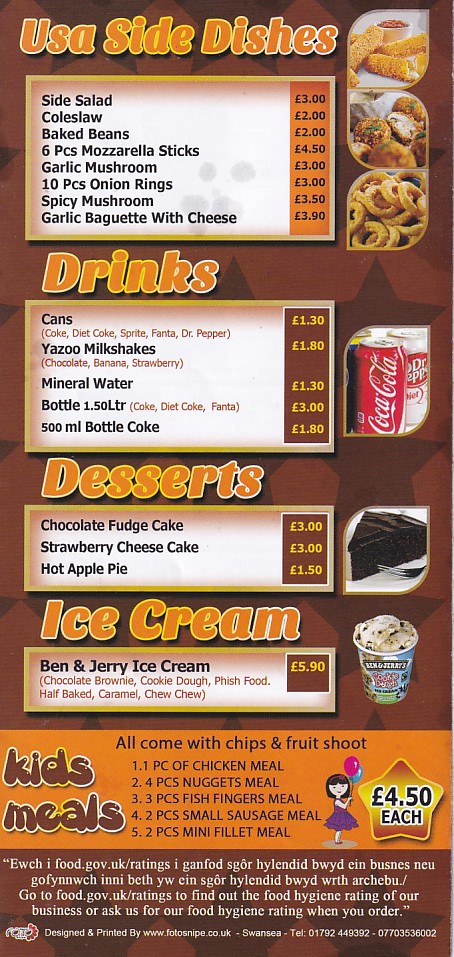 Menu of USA Bridgend