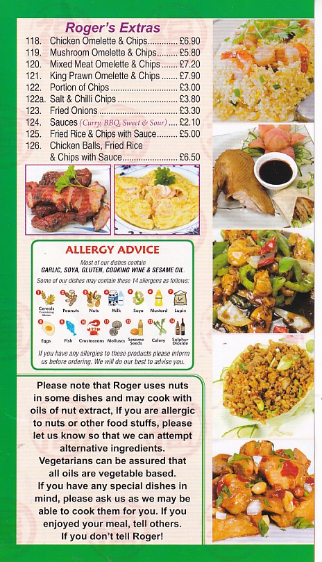 Rogers chinese menu porthcawl